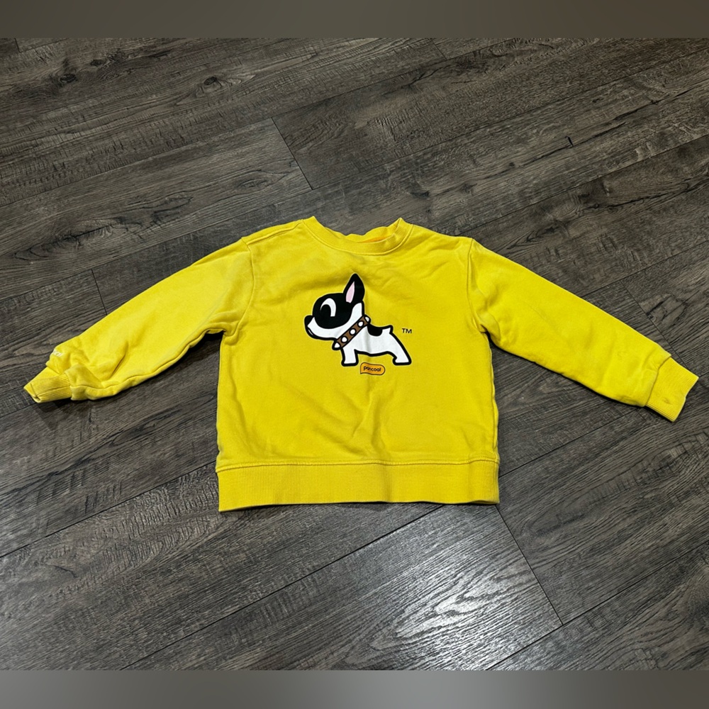 Pancoat Vibrant Yellow Sweatshirt with Pug Cartoon Design